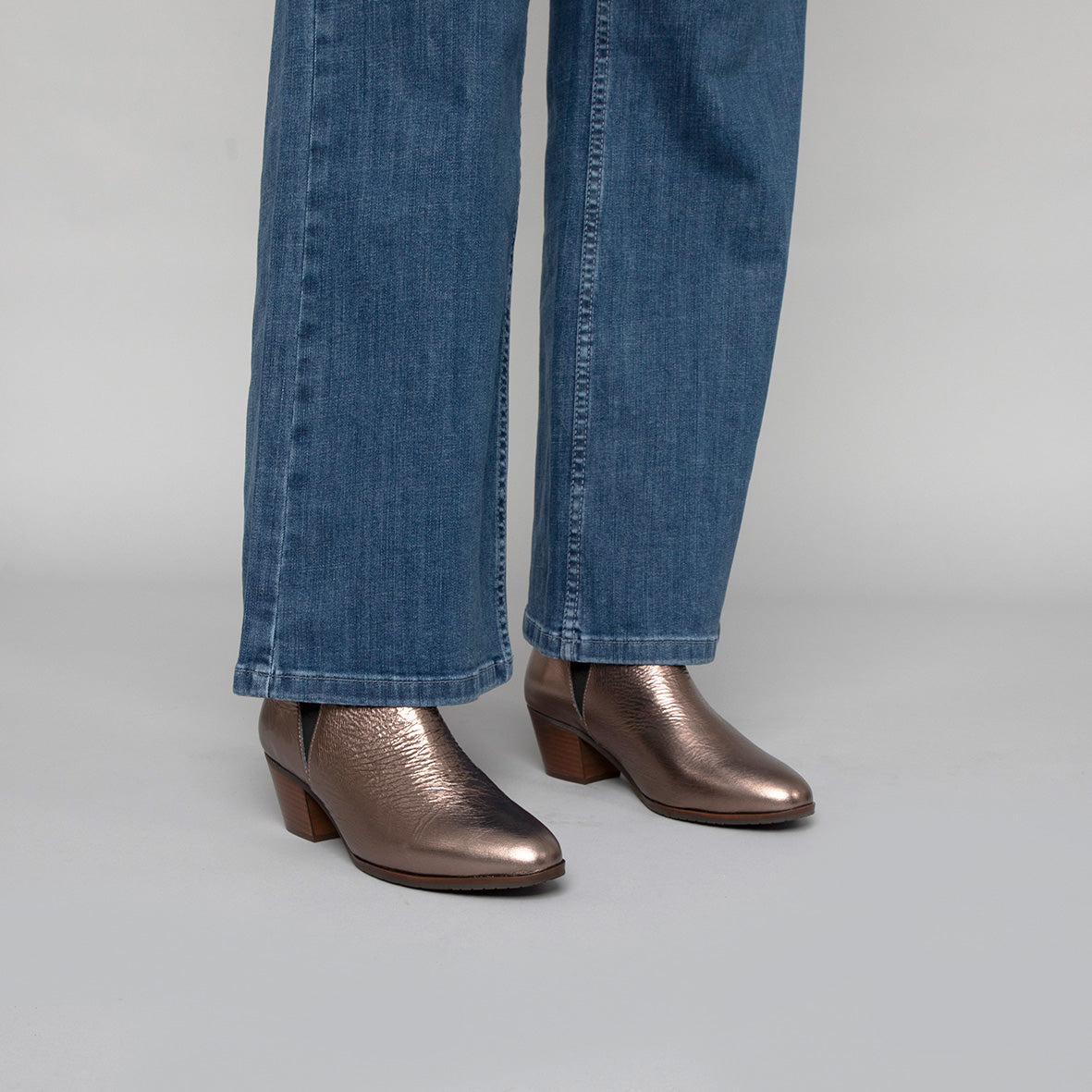 Ginny Taupe Metallic Low Boot by Esska