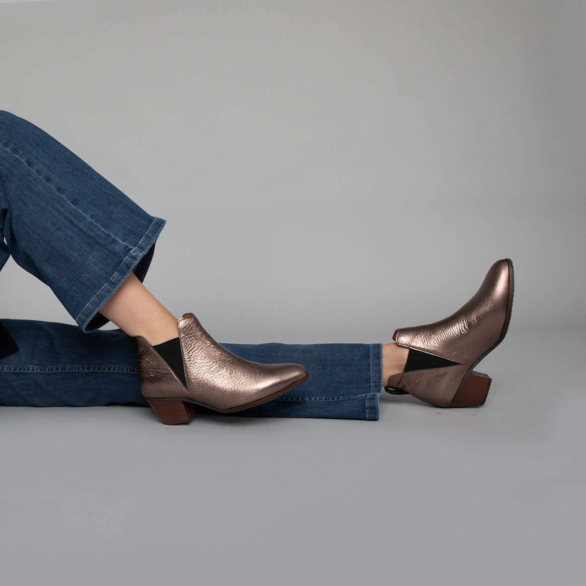 Ginny Taupe Metallic Low Boot by Esska