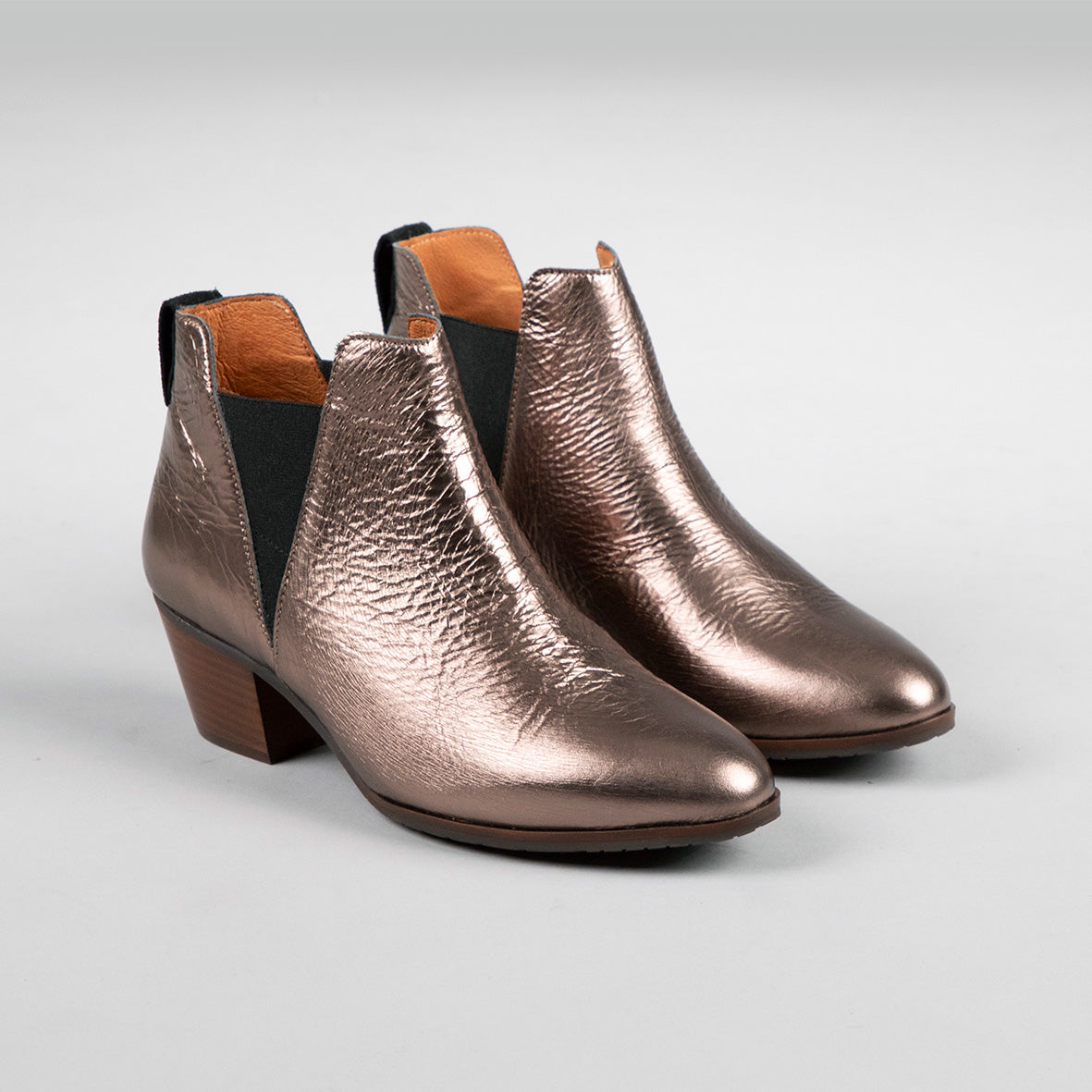 Ginny Taupe Metallic Low Boot by Esska