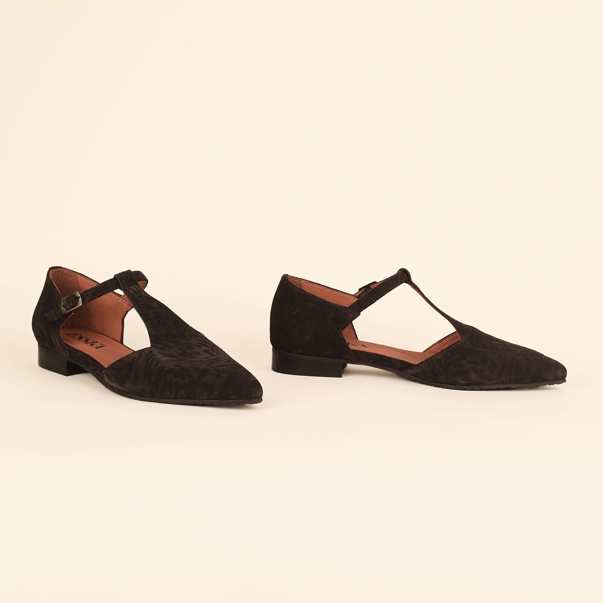 Harmony Dark Brown Leopard Flat Shoe by Esska