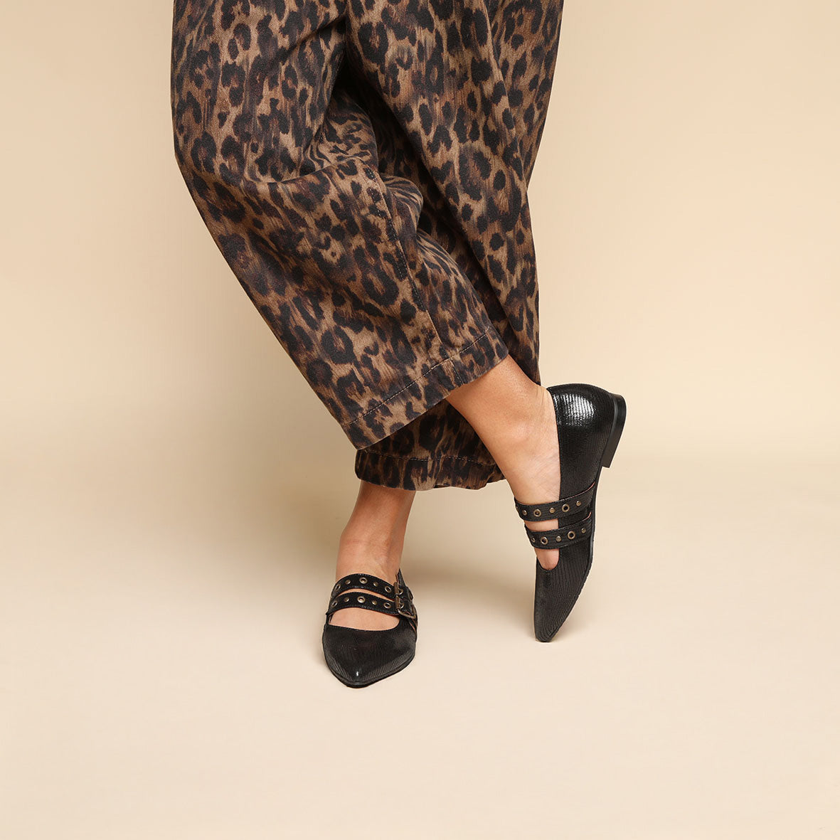 Harper WIDE Metallic Black Flat Shoe by Esska Shoes Ltd