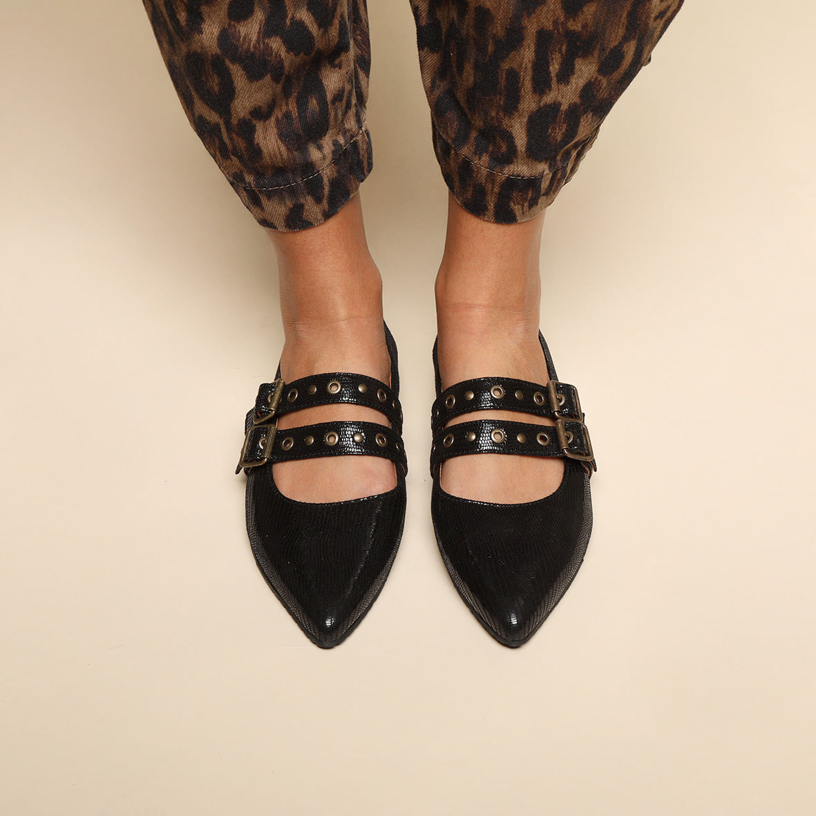 Harper WIDE Metallic Black Flat Shoe by Esska Shoes Ltd