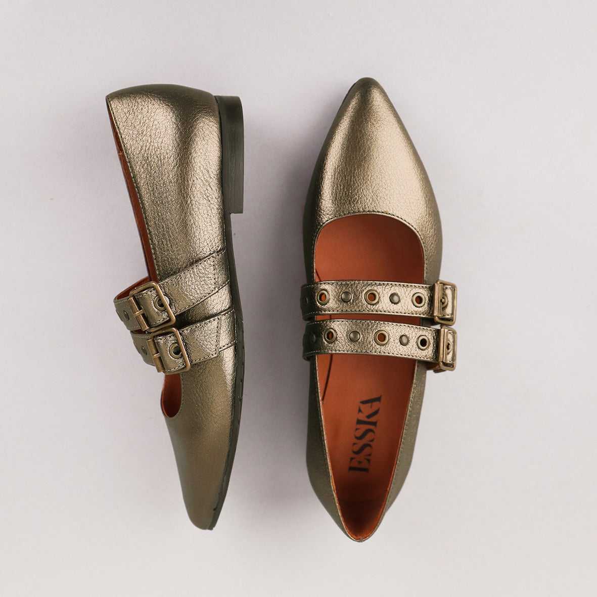 Harper Metallic Graphito Flat Shoe by Esska Shoes Ltd
