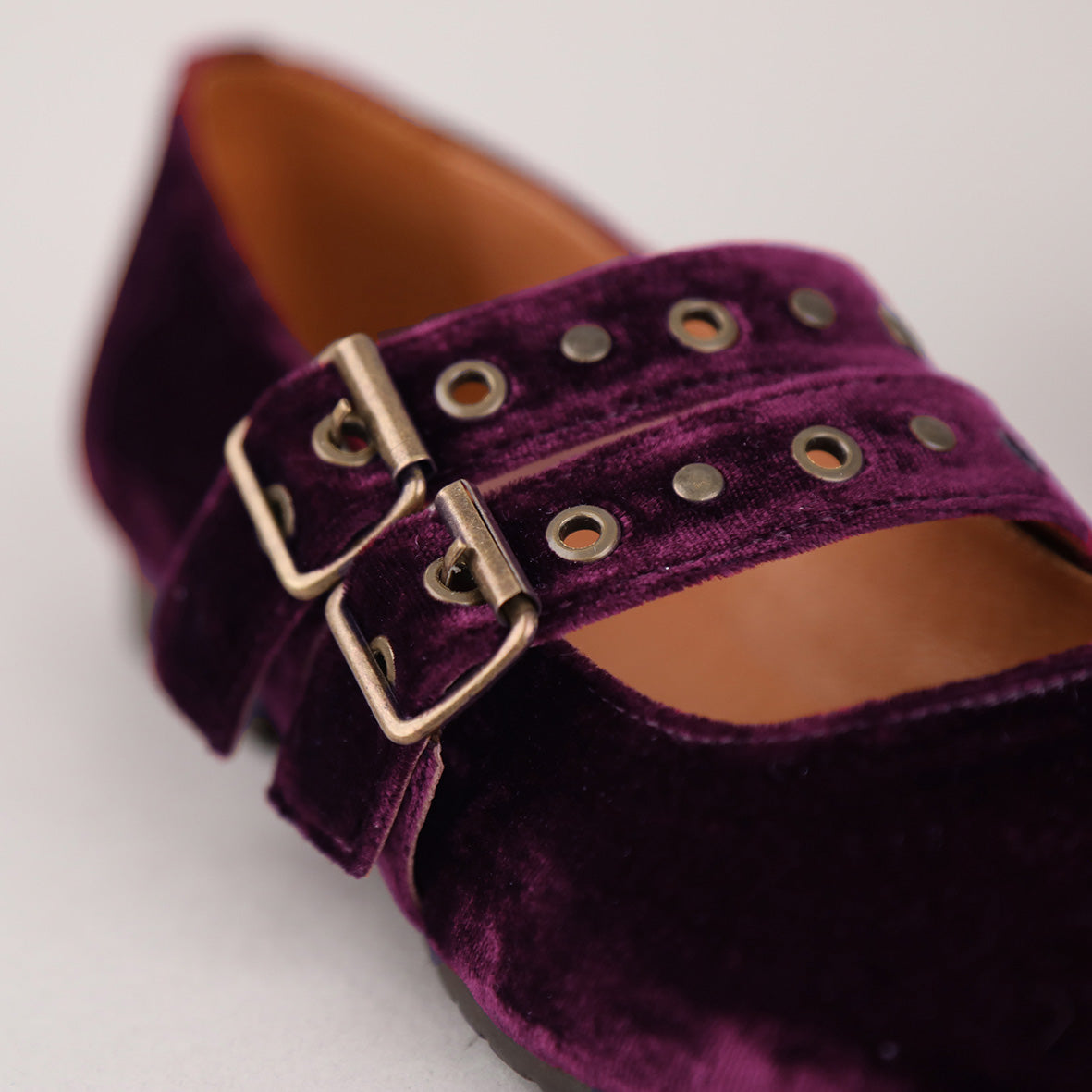Harper WIDE Velvet Aubergine Flat Shoe by Esska Shoes Ltd
