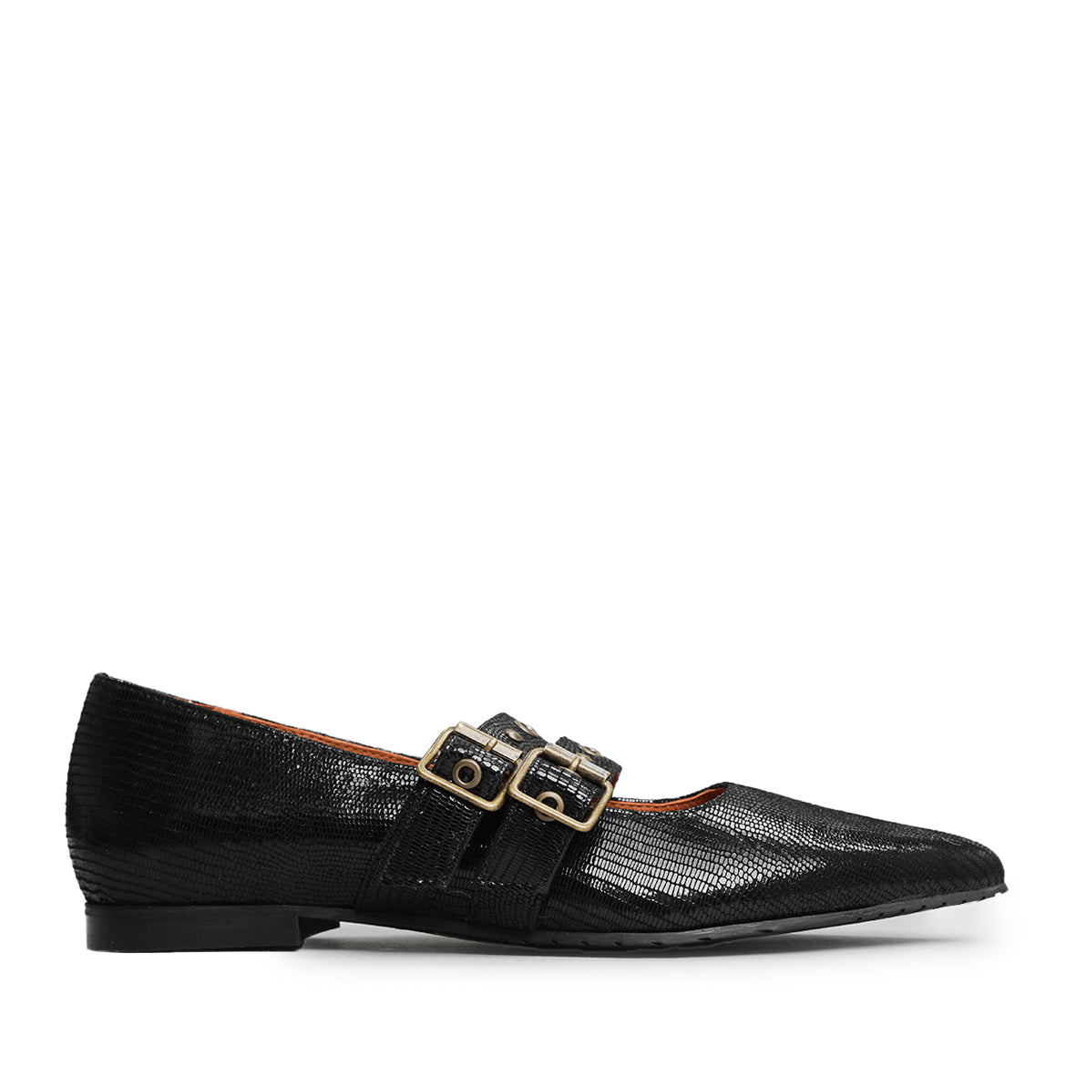 Harper WIDE Metallic Black Flat Shoe by Esska Shoes Ltd
