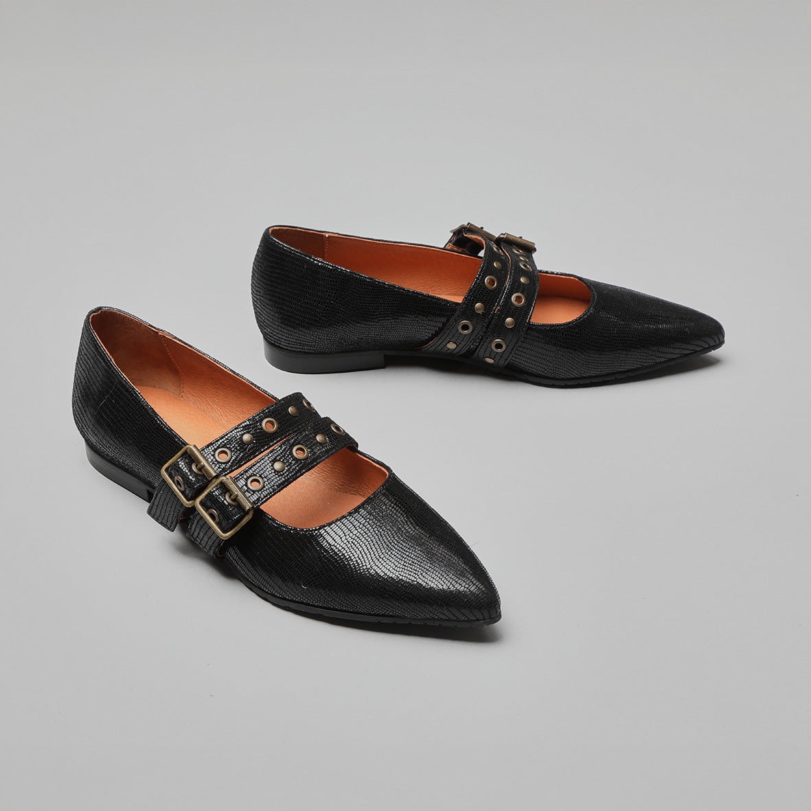 Harper WIDE Metallic Black Flat Shoe by Esska Shoes Ltd