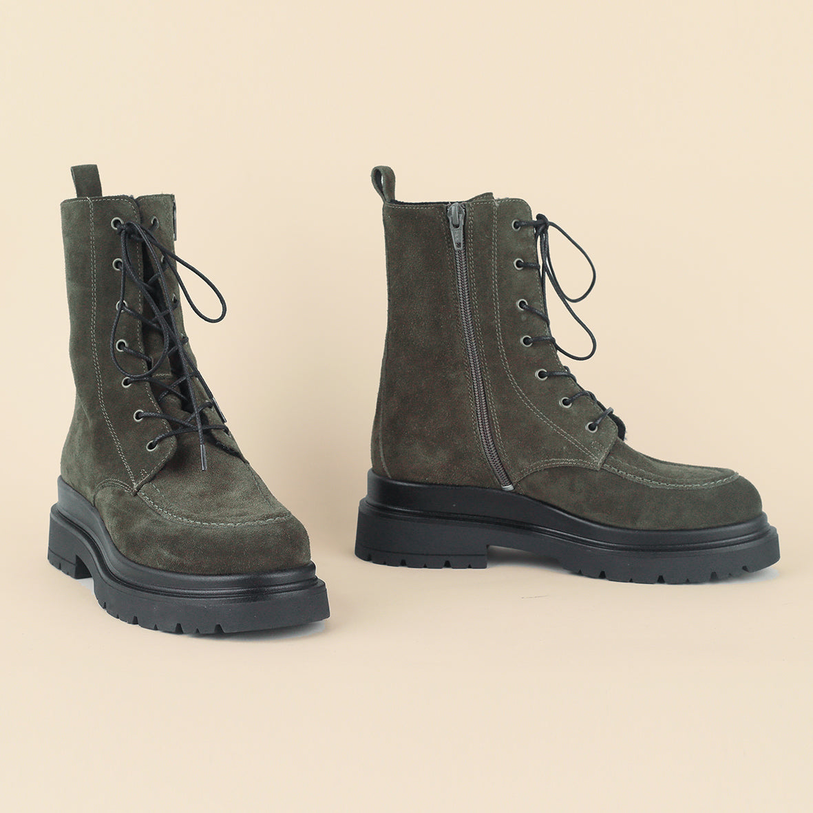 Hayes Khaki Flat Boot by Esska