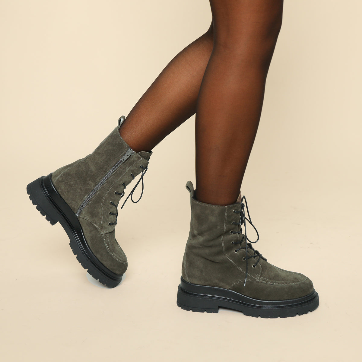 Hayes Khaki Flat Boot by Esska