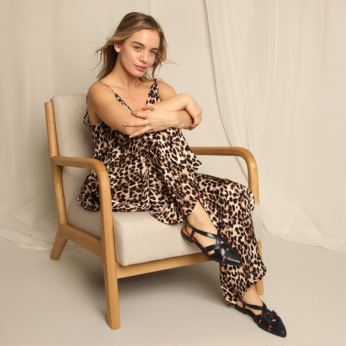 Heidi Metallic Black Flat Shoe by Esska