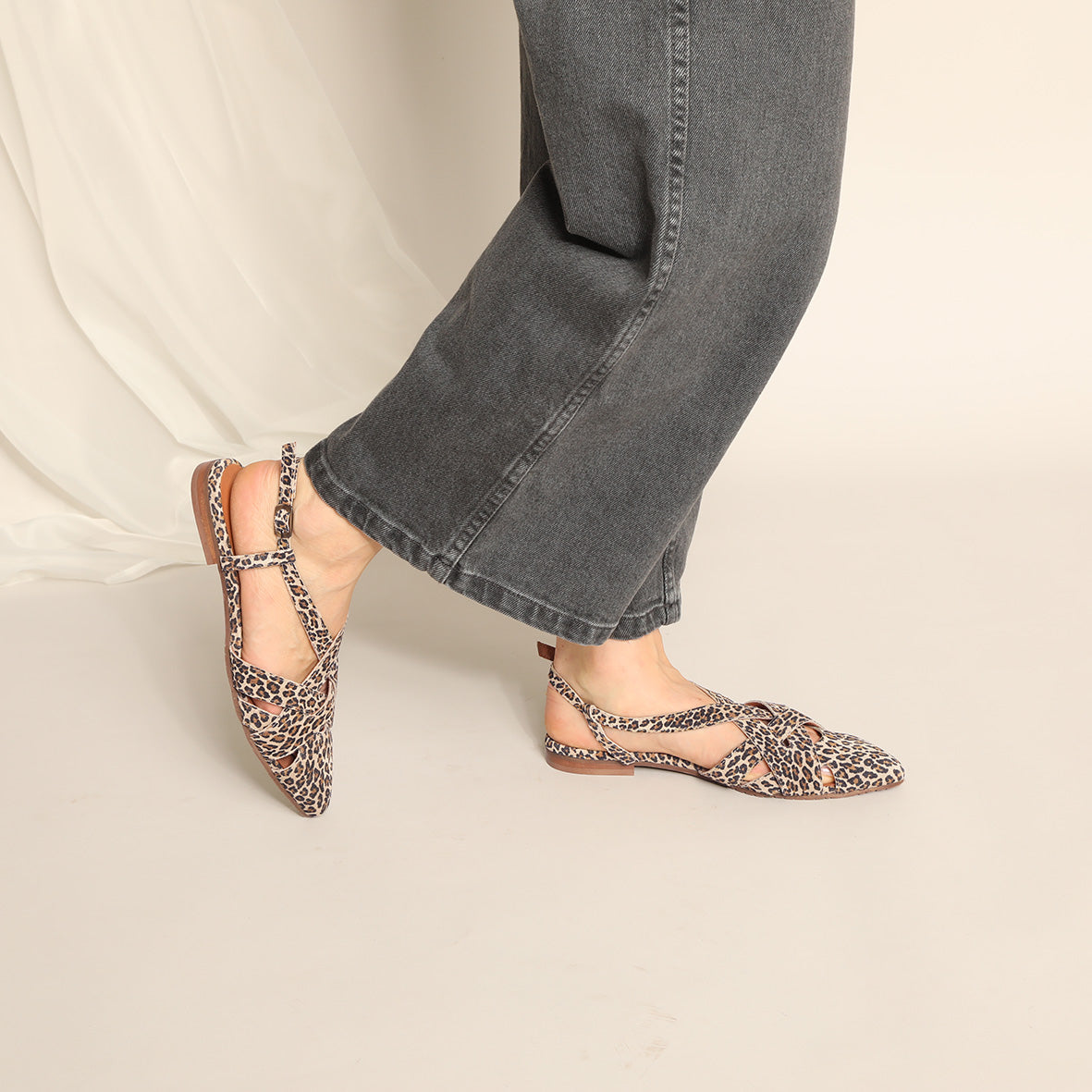 Heidi Leopard Flat Shoe by Esska