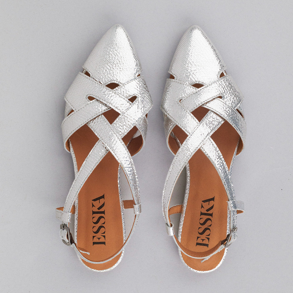 Heidi Silver Flat Shoe by Esska