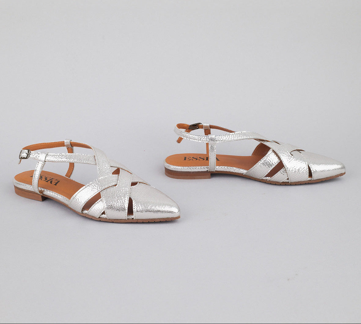 Heidi Silver Flat Shoe by Esska