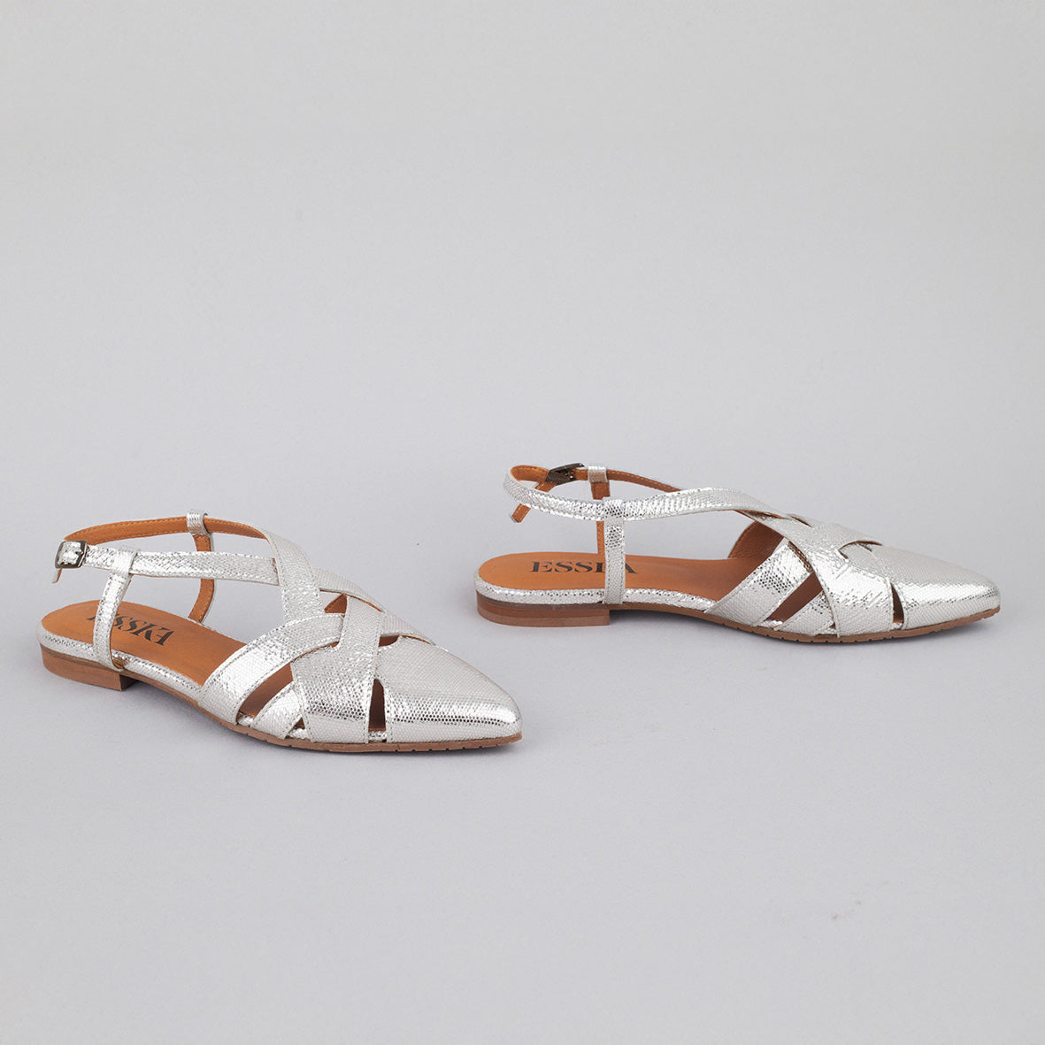 Heidi Silver Flat Shoe by Esska