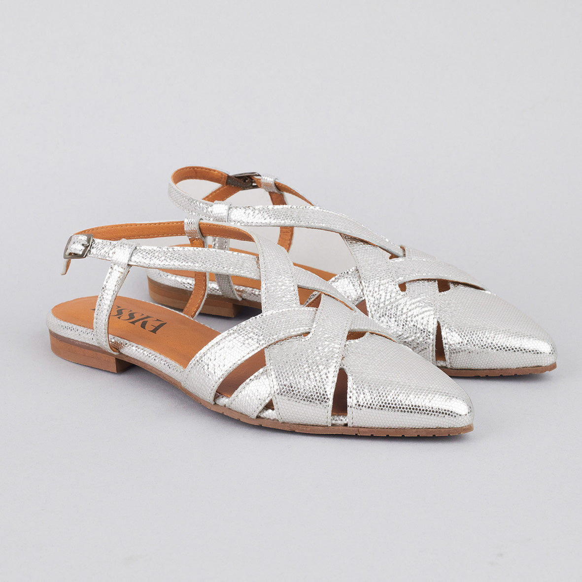 Heidi Silver Flat Shoe by Esska