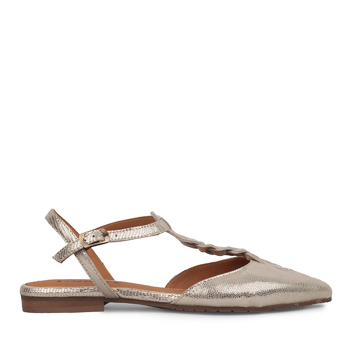 Helena Platinum Flat Shoe by Esska