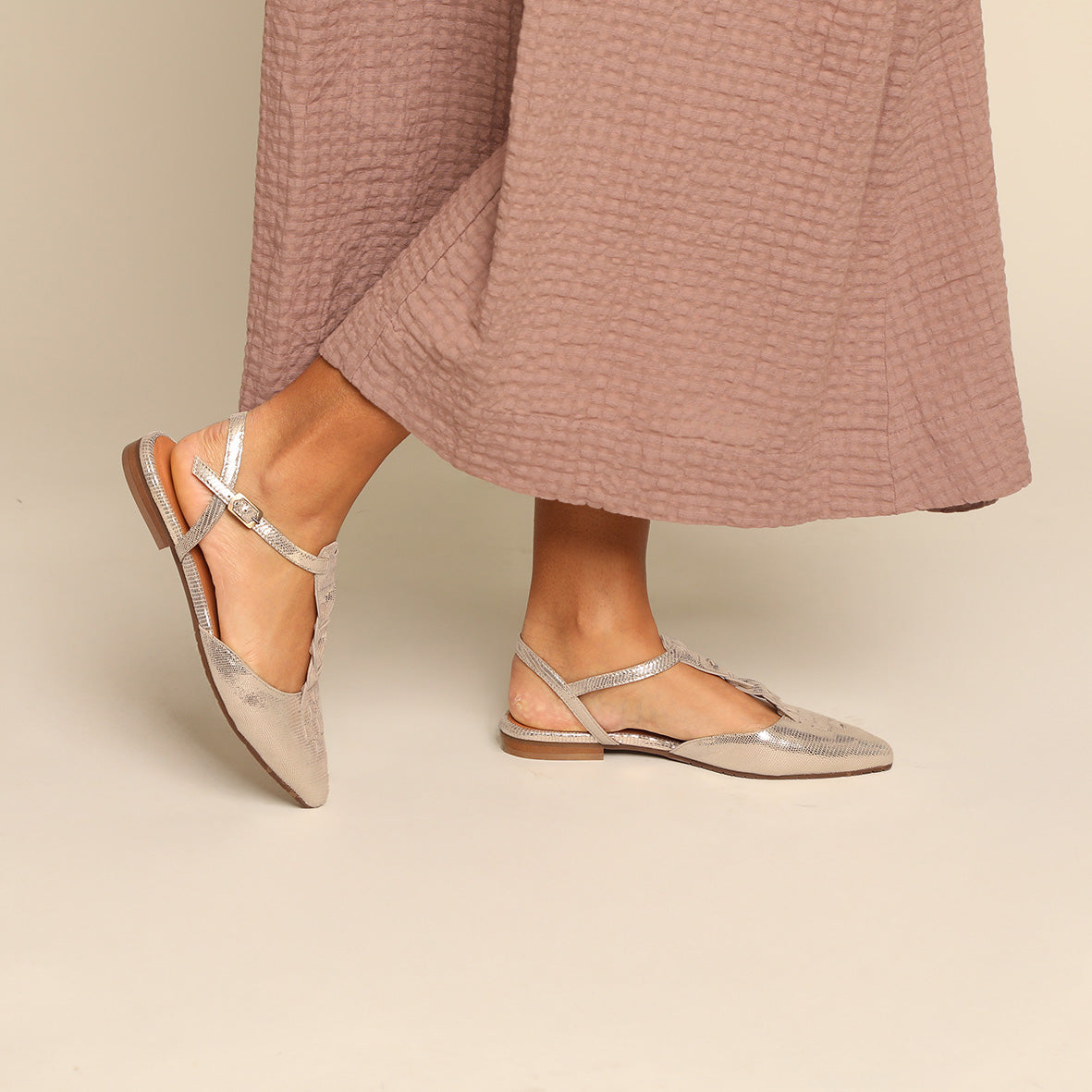 Helena Platinum Flat Shoe by Esska