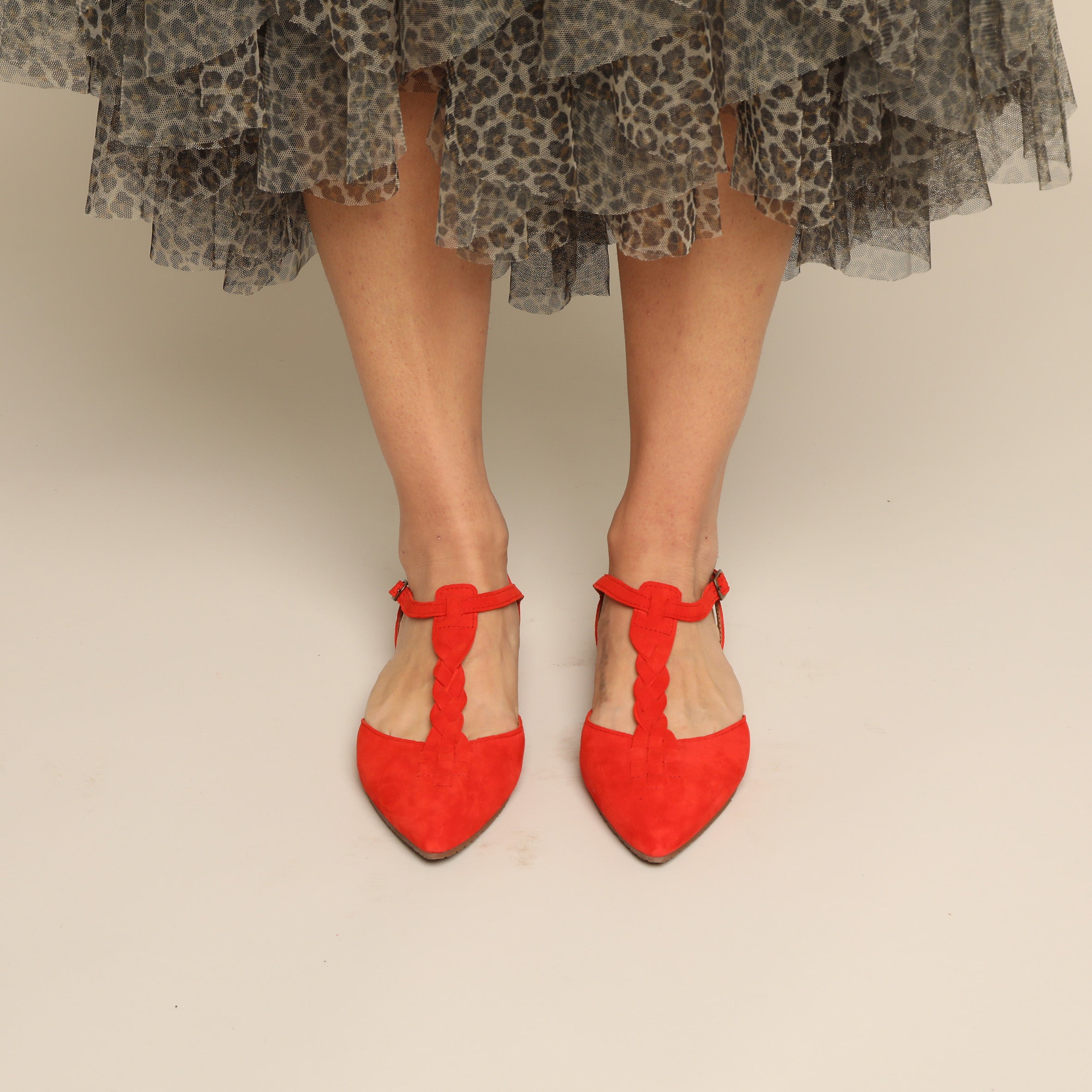 Helena Red Flat Shoe by Esska