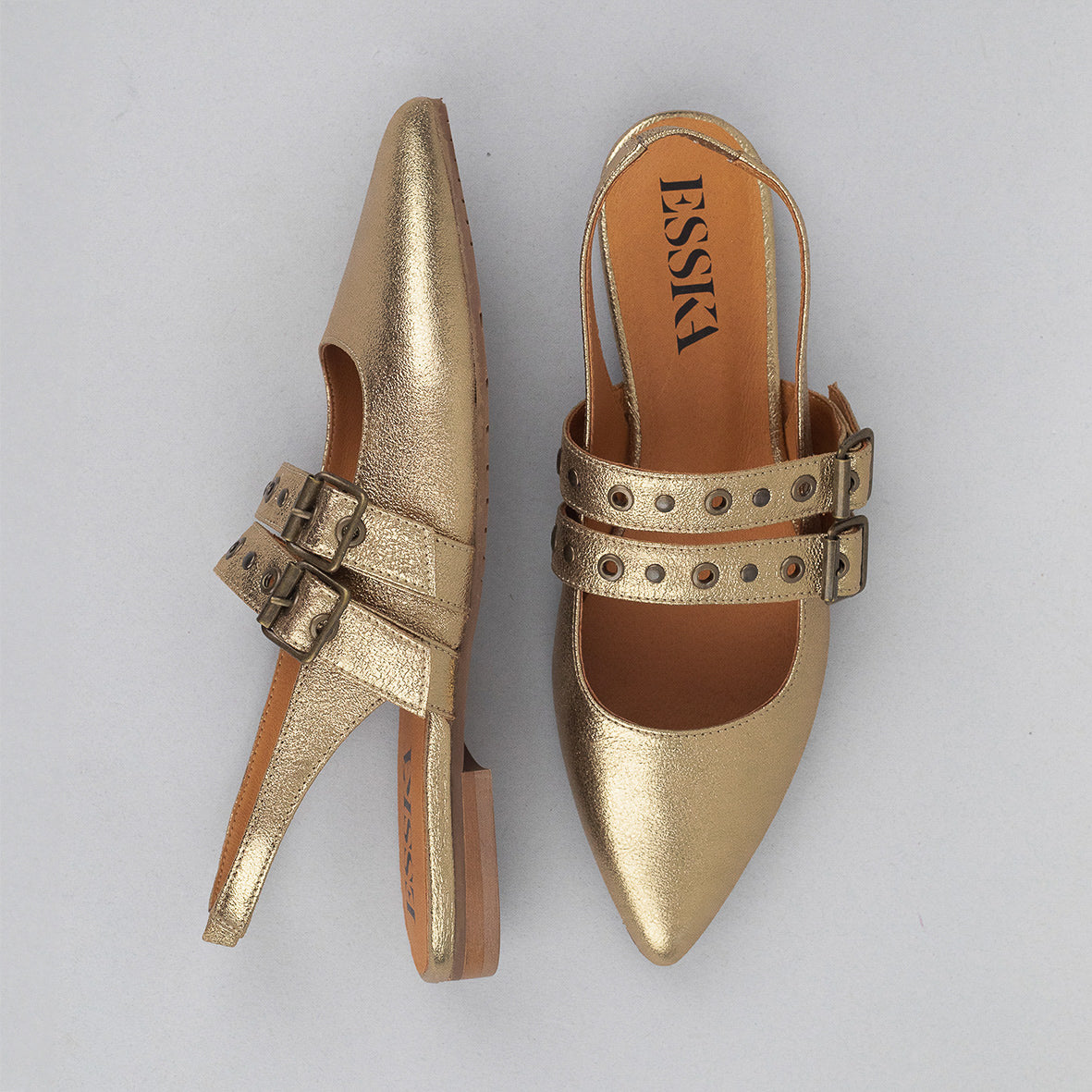 Hope WIDE Gold Dust Flat Shoe by Esska