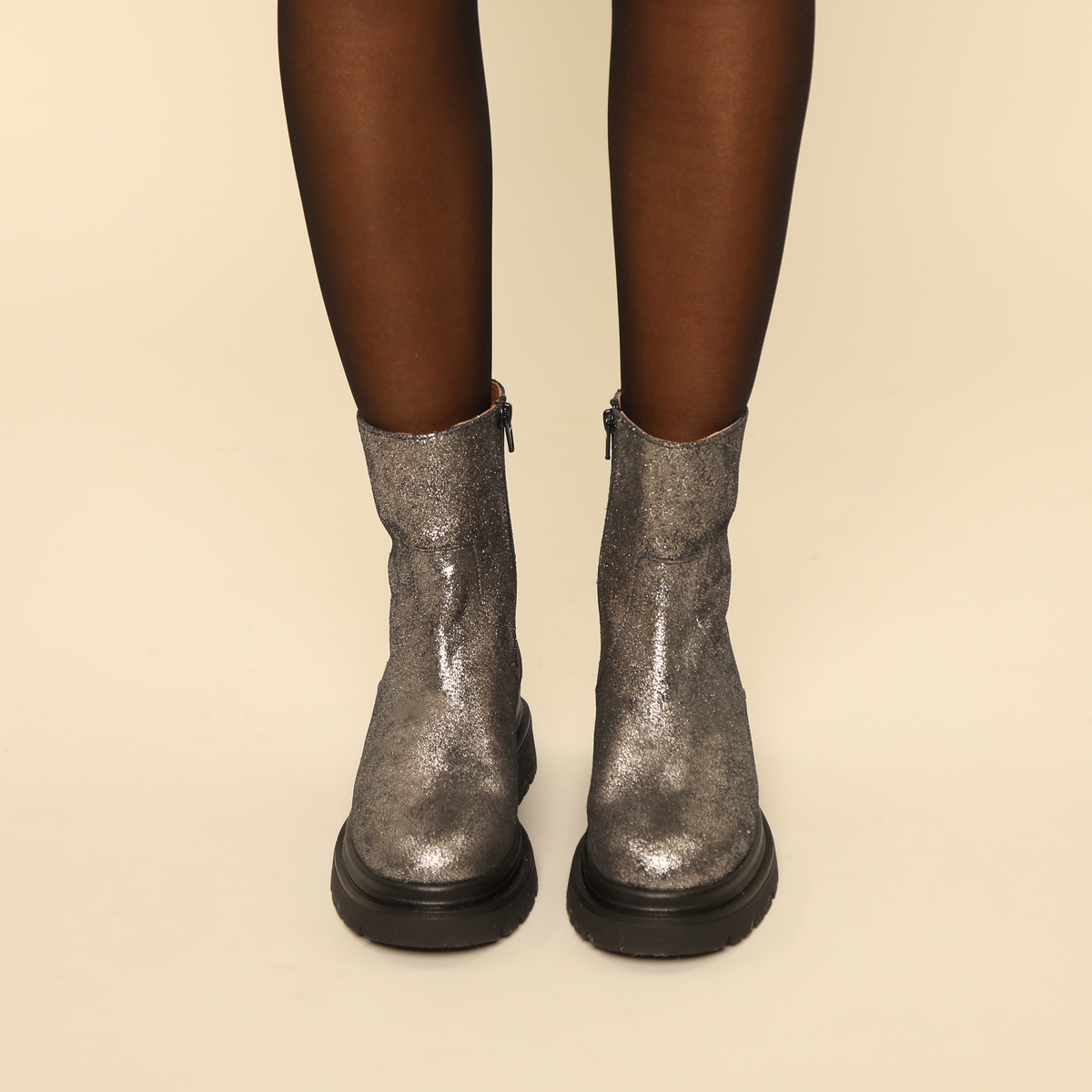 Hozier Metallic Iron Flat Boot by Esska