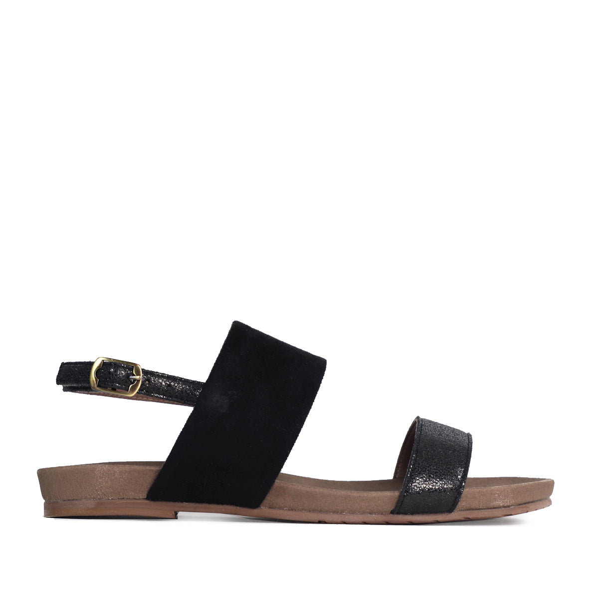Ides Vegan Black Flat Sandal by Esska