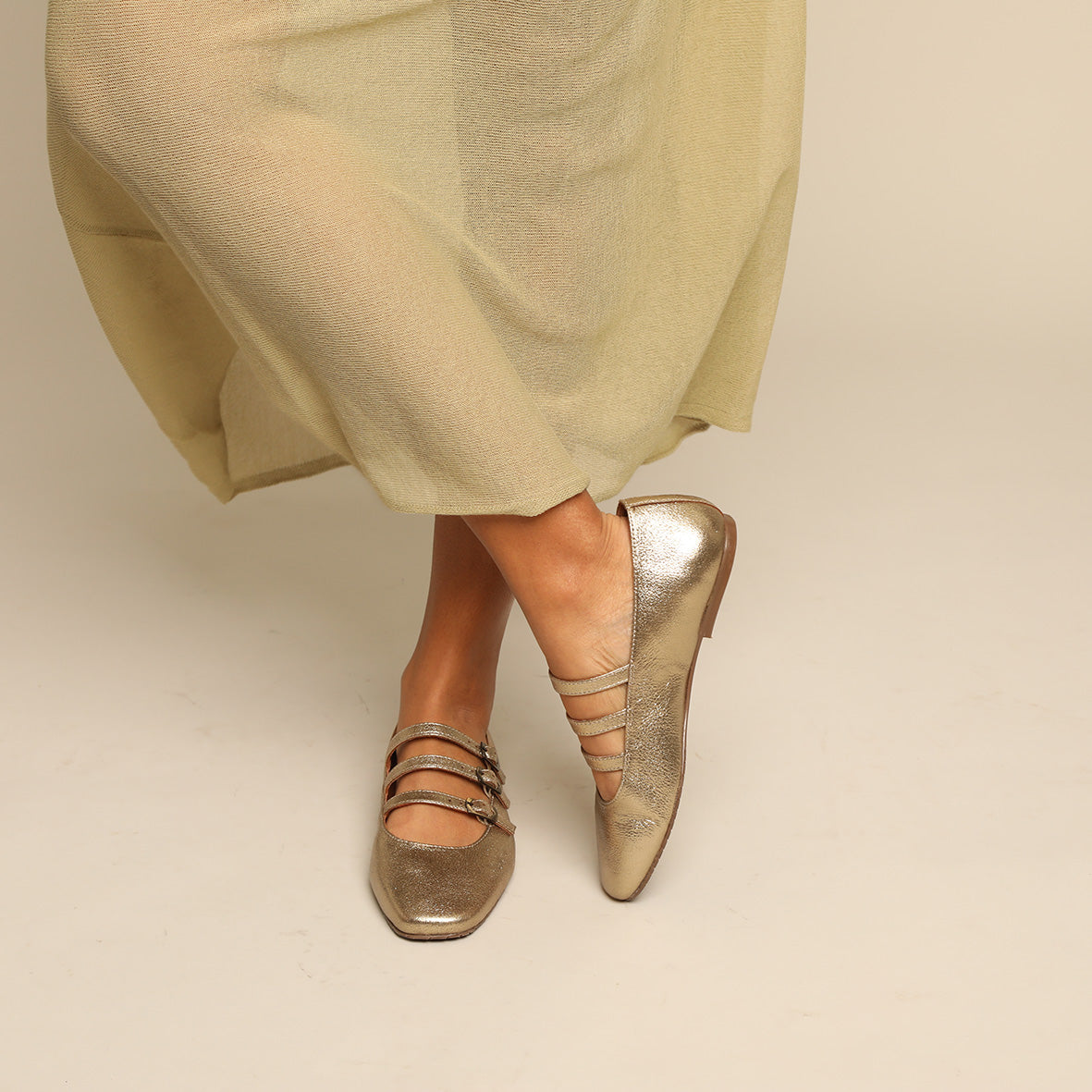 Ilo Gold Dust Flat Shoe by Esska