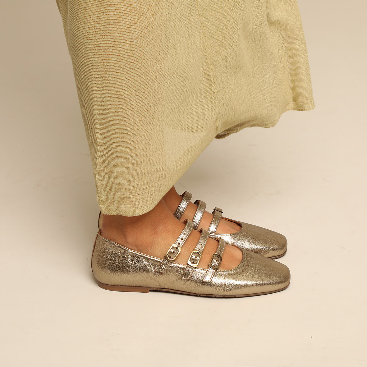 Ilo Gold Dust Flat Shoe by Esska