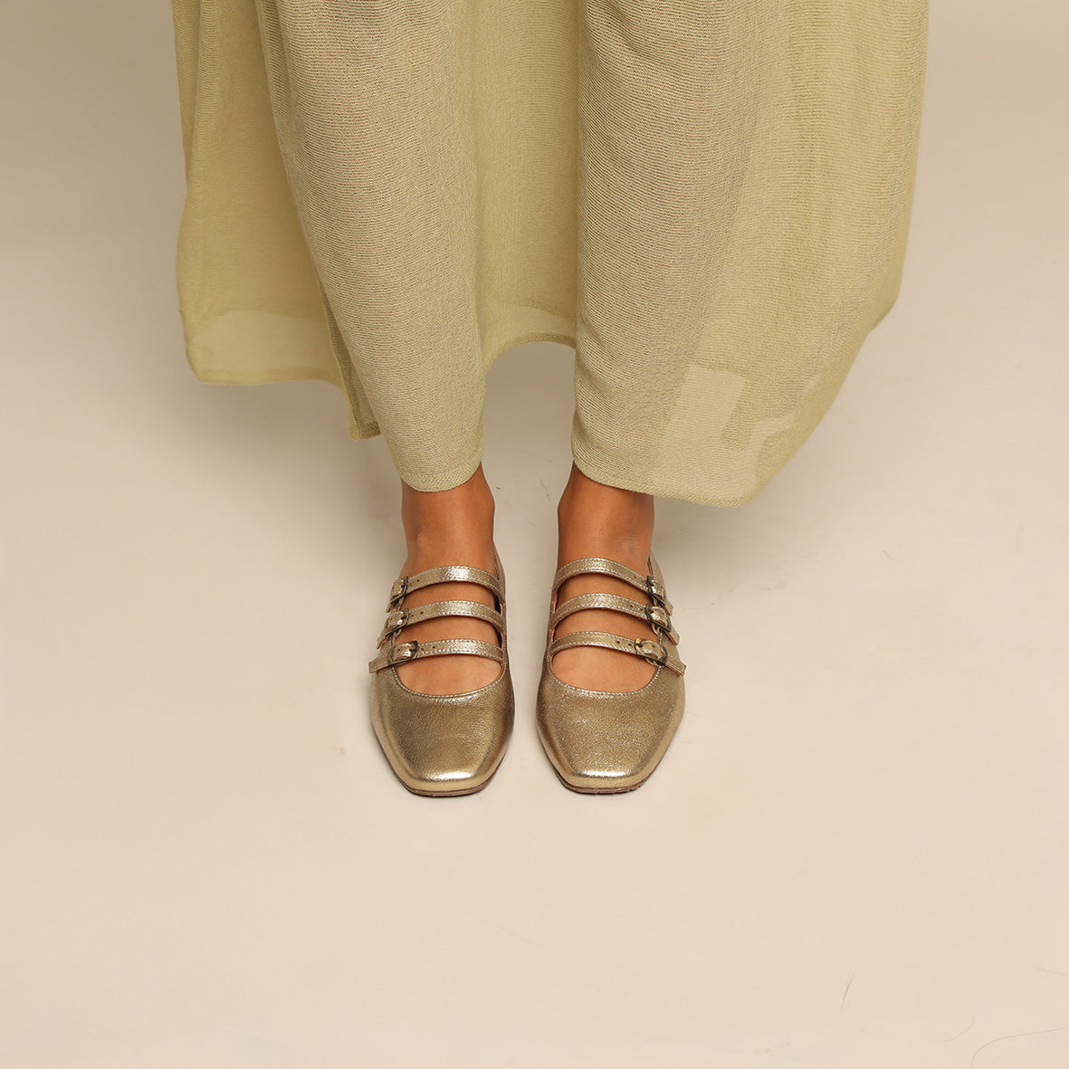 Ilo Gold Dust Flat Shoe by Esska