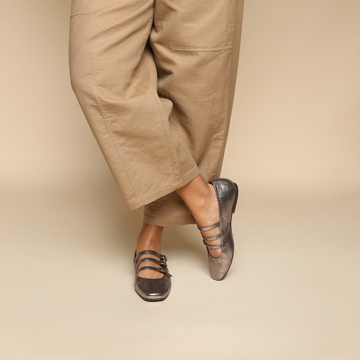 Ilo Metallic Iron Flat Shoe by Esska Shoes Ltd