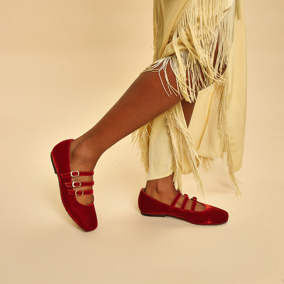 Ilo Velvet Burnt Orange Flat Shoe by Esska Shoes Ltd