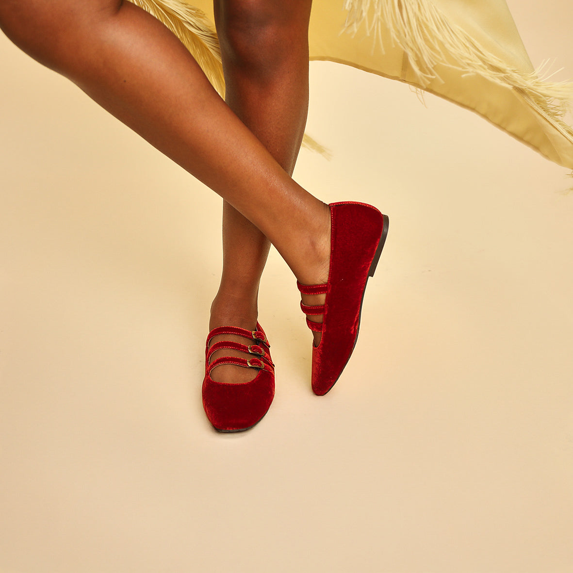 Ilo Velvet Burnt Orange Flat Shoe by Esska Shoes Ltd