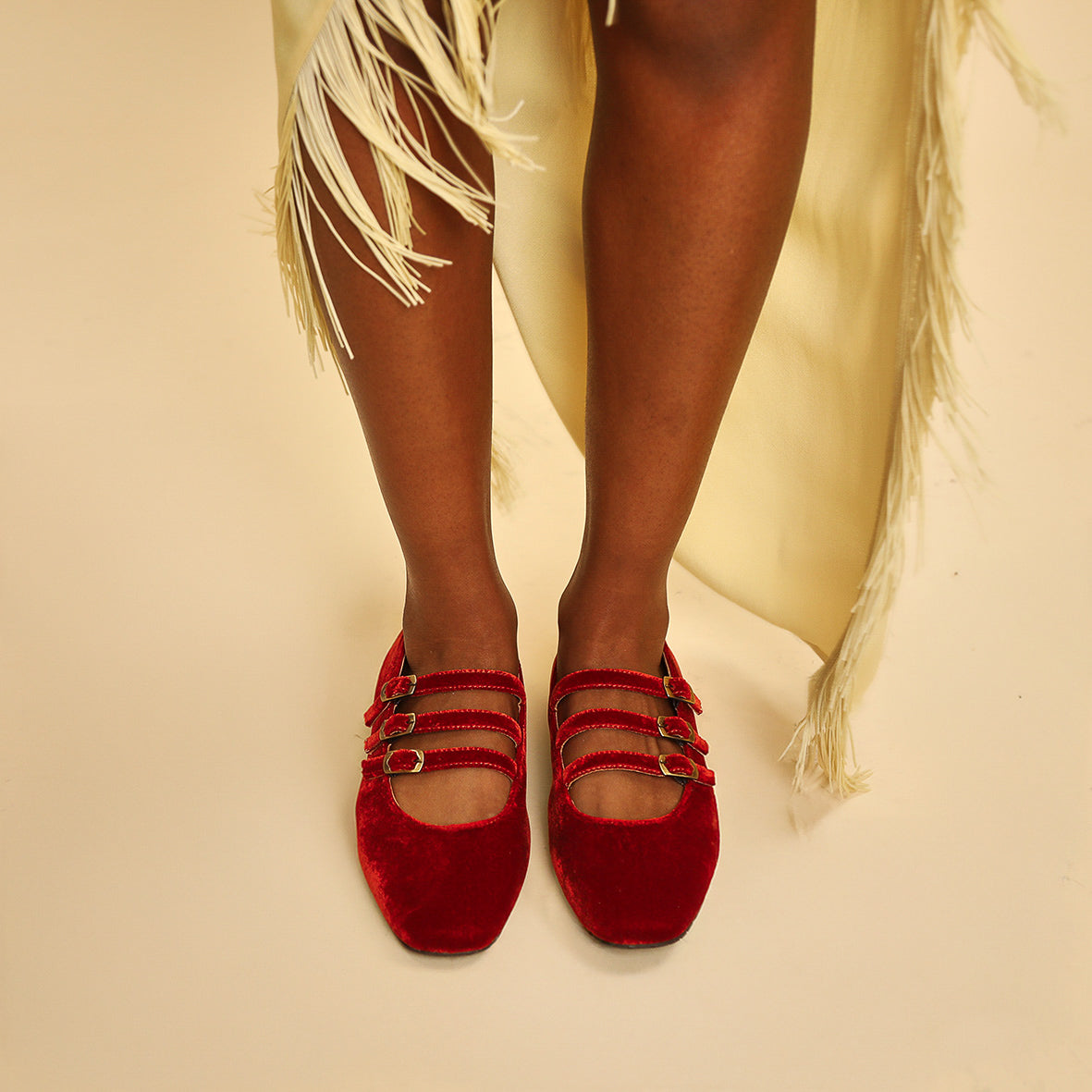 Ilo Velvet Burnt Orange Flat Shoe by Esska Shoes Ltd