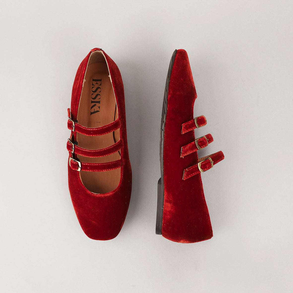 Ilo Velvet Burnt Orange Flat Shoe by Esska Shoes Ltd