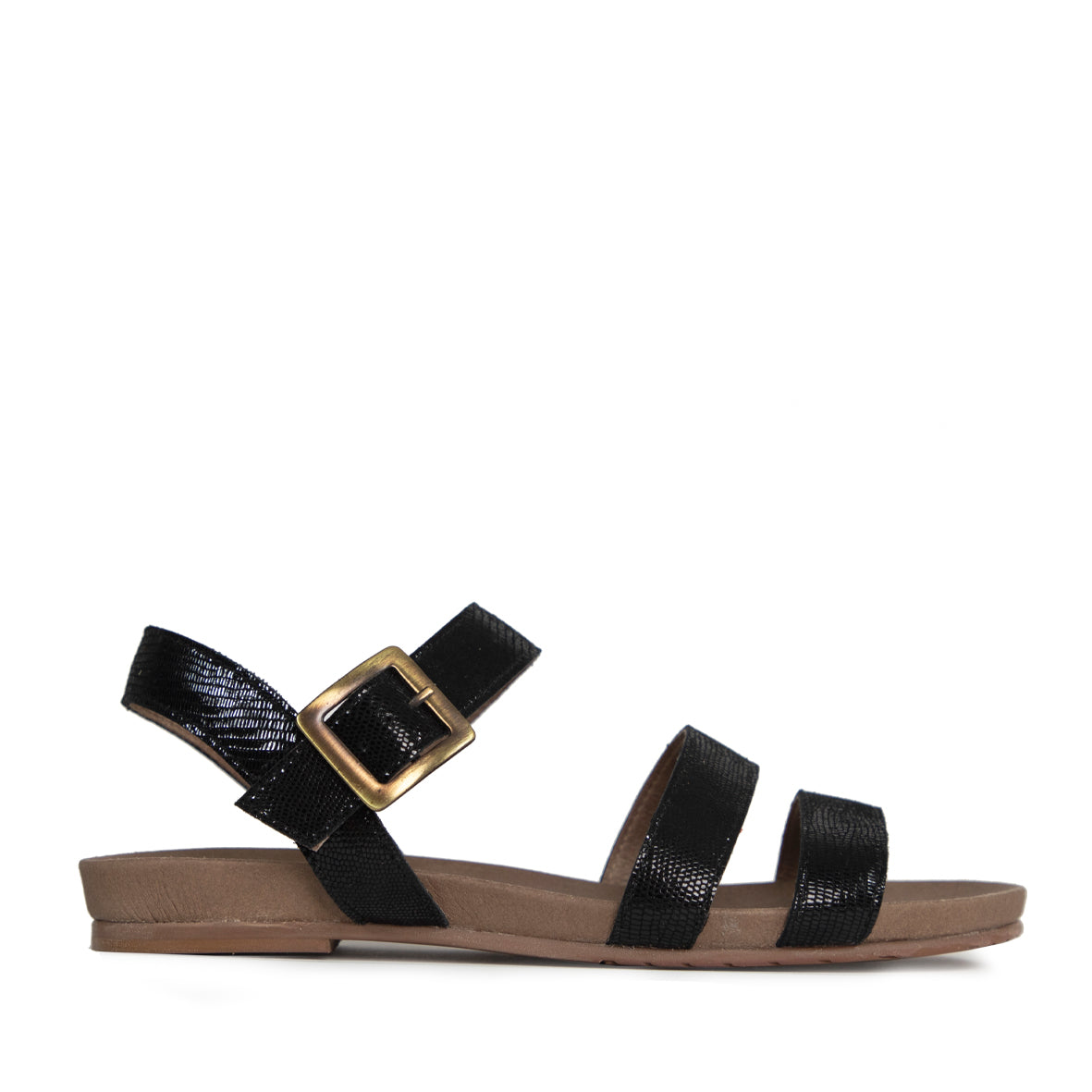 Ilona Black Flat Sandal by Esska
