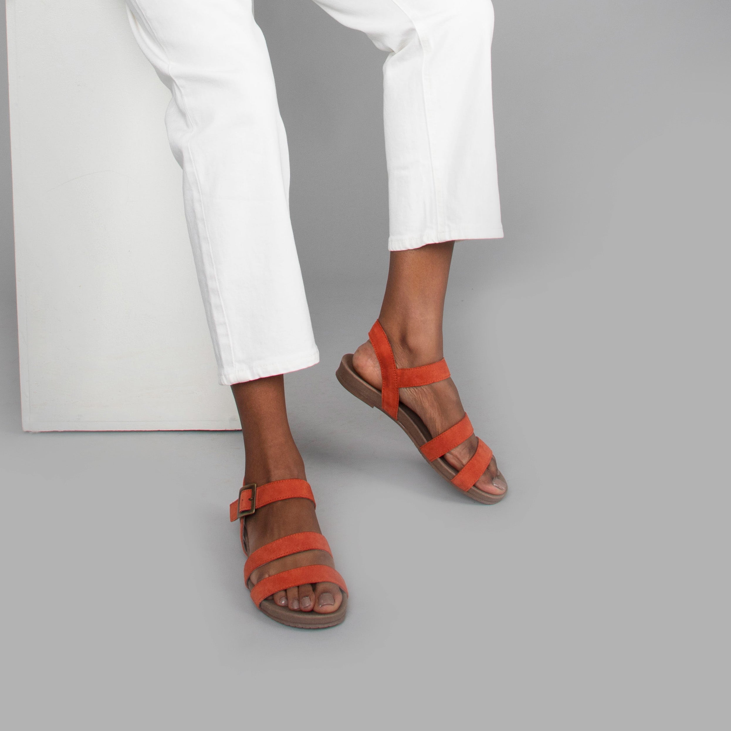Ilona Rust Flat Sandal by Esska
