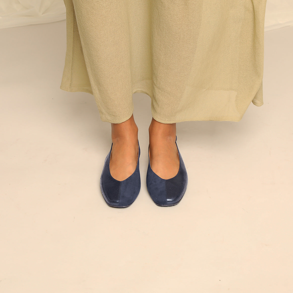 Imogen WIDE Vegan Metallic Navy Flat Shoe by Esska