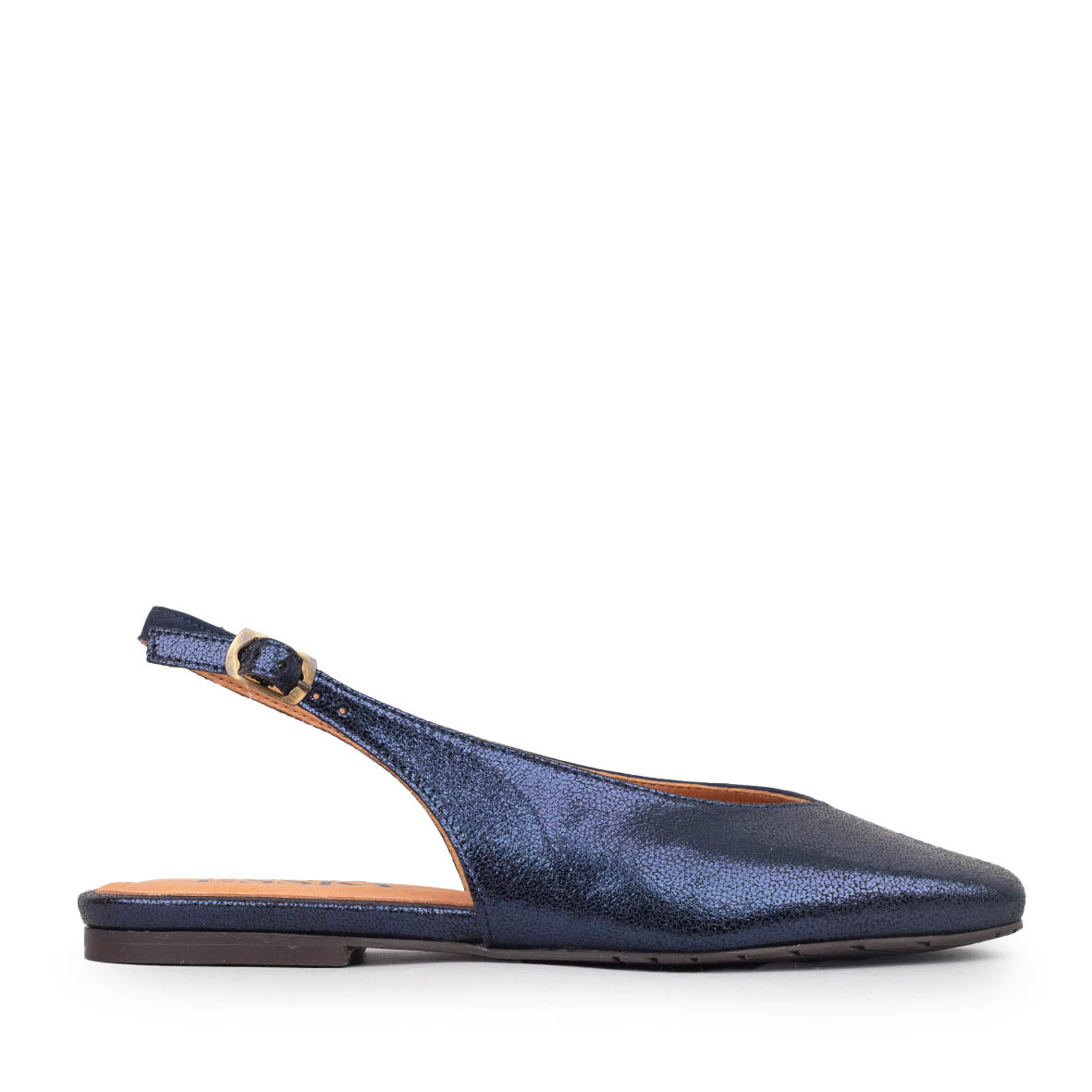 Imogen WIDE Vegan Metallic Navy Flat Shoe by Esska