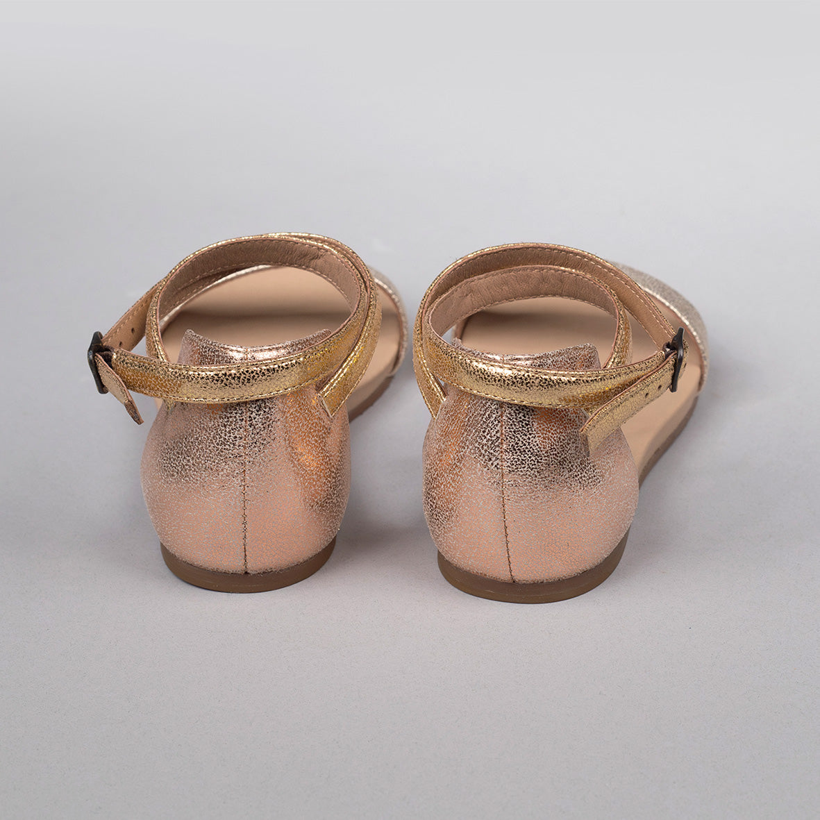 India Vegan Metallic Trio Flat Sandal by Esska