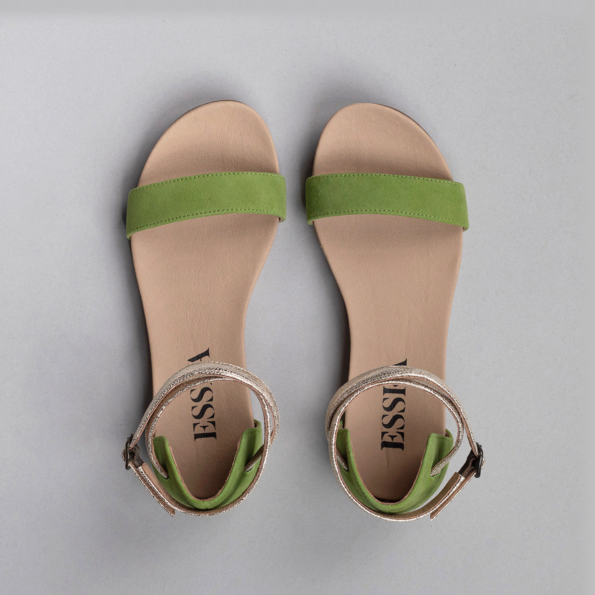 India Moss Flat Sandal by Esska
