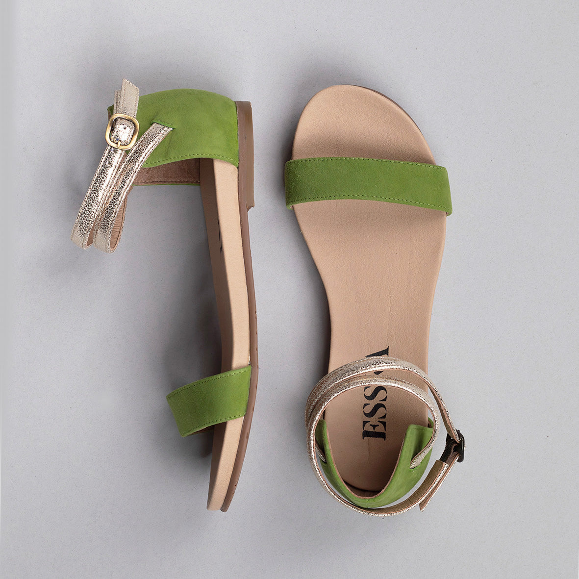 India Moss Flat Sandal by Esska