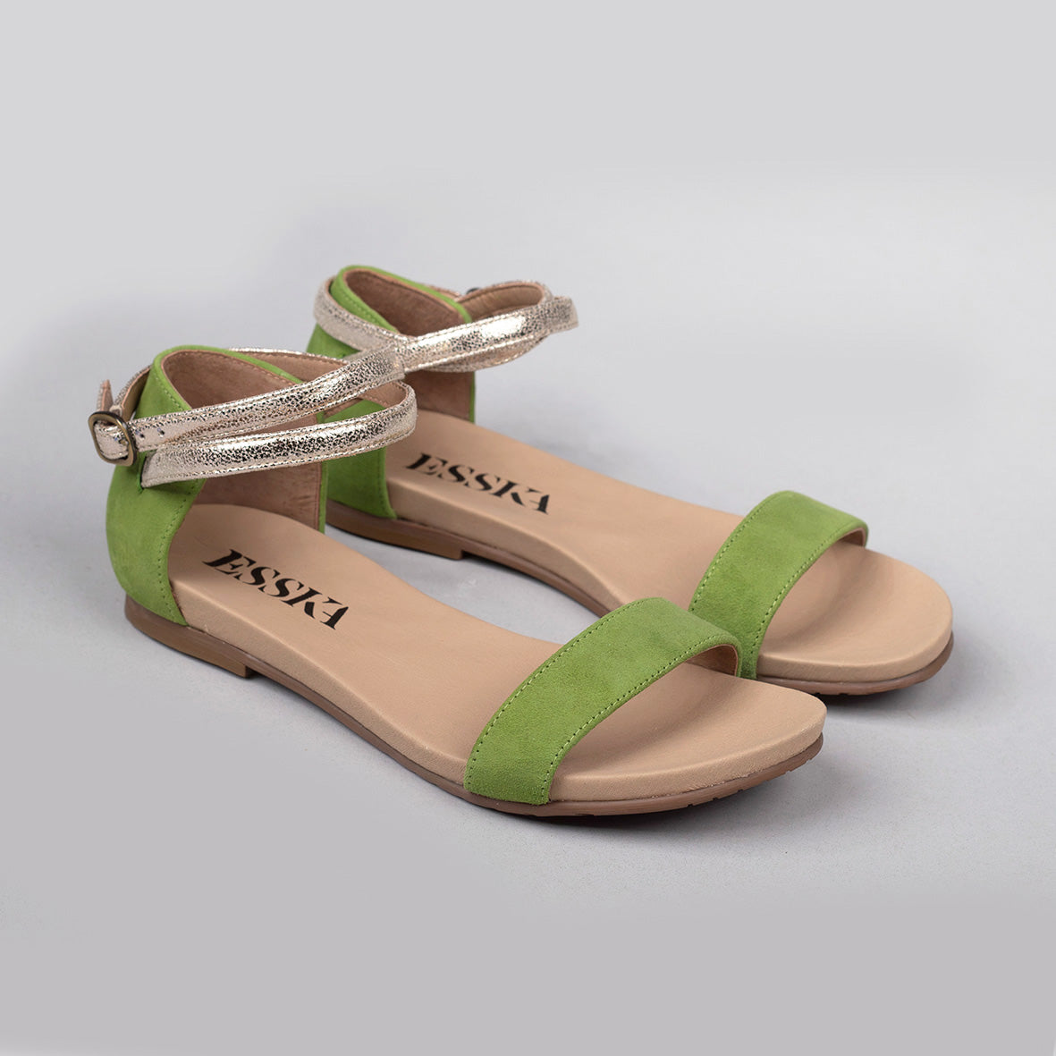India Moss Flat Sandal by Esska