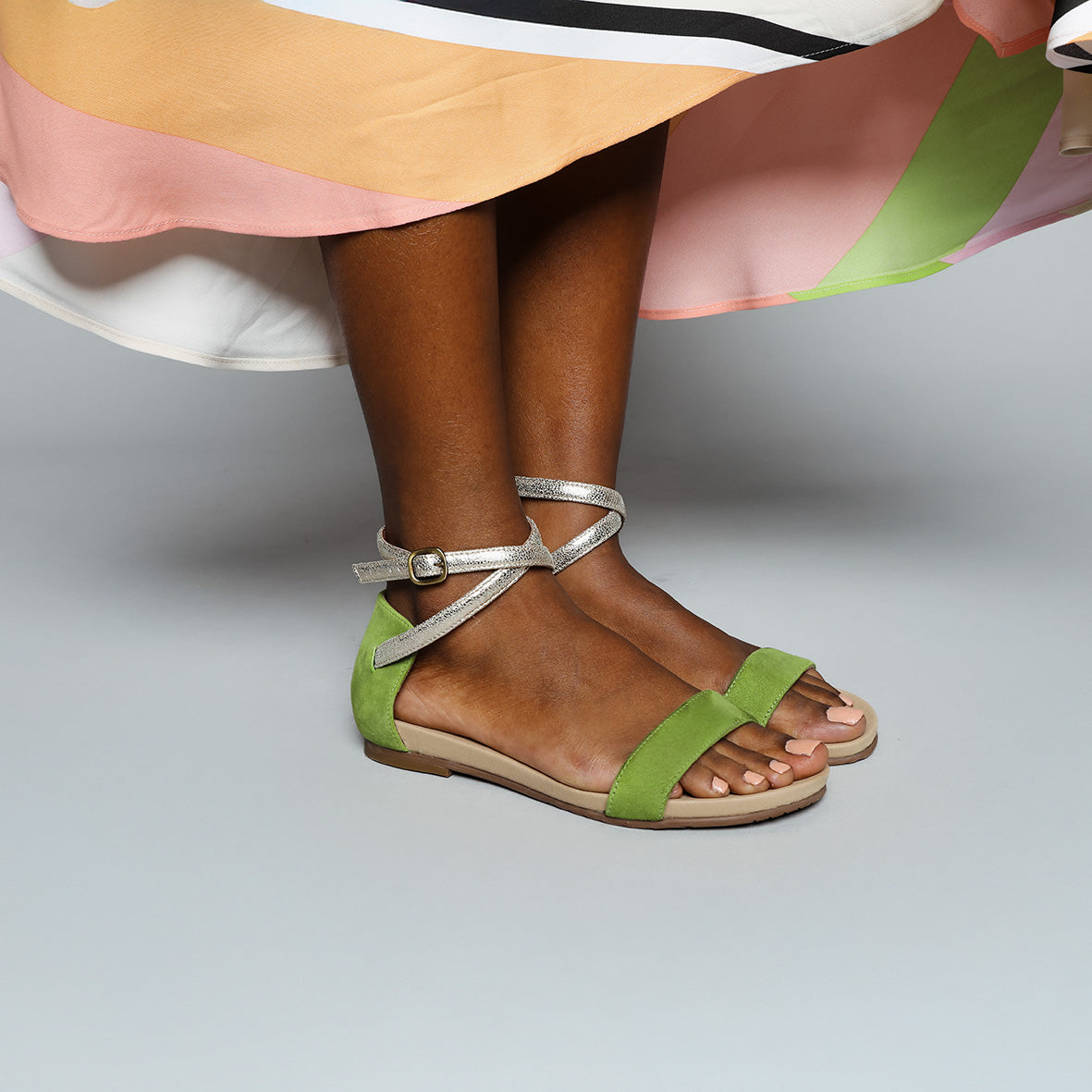 India Moss Flat Sandal by Esska