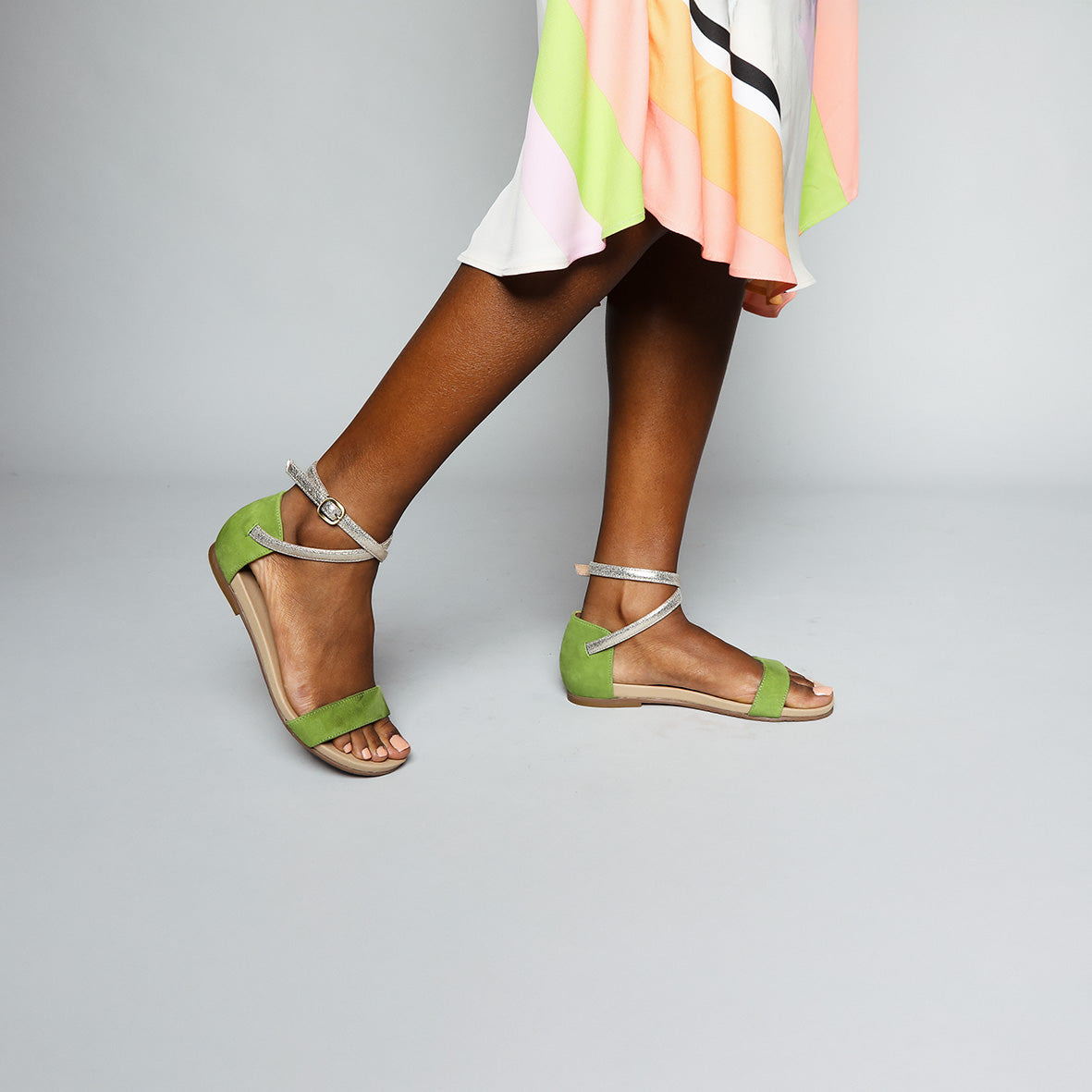 India Moss Flat Sandal by Esska