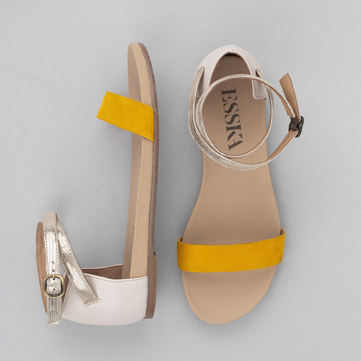 India Mustard Flat Sandal by Esska