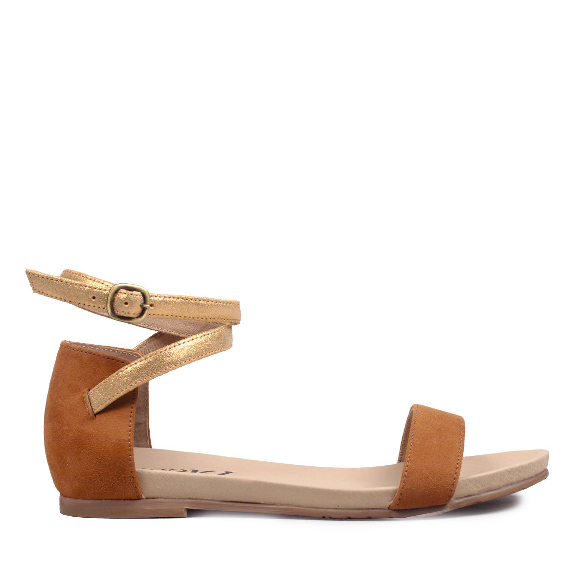 India Tan Flat Sandal by Esska