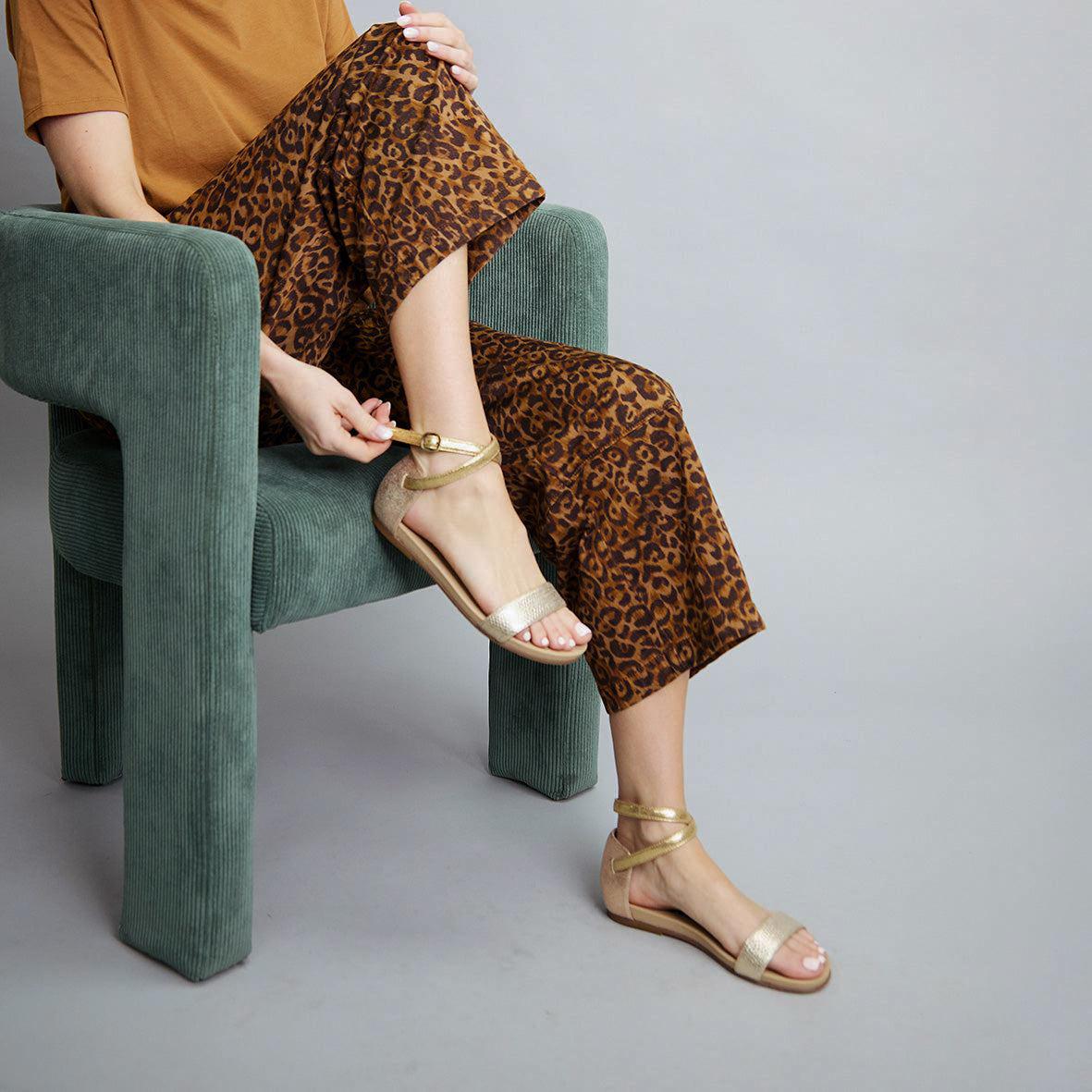 India Vegan Metallic Trio Flat Sandal by Esska