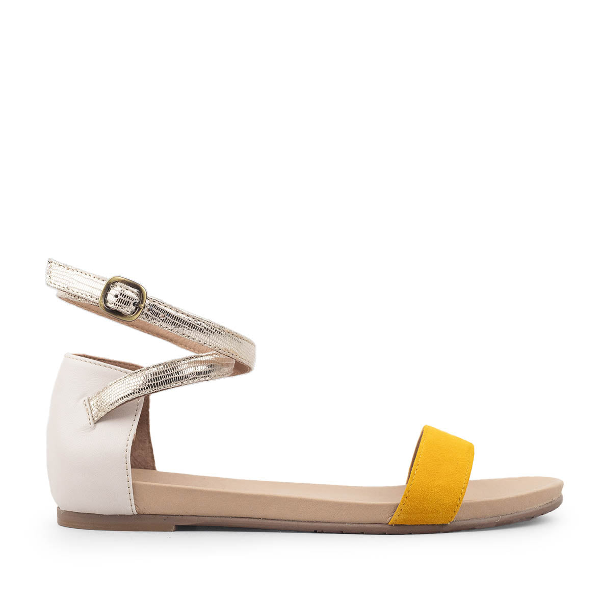 India Mustard Flat Sandal by Esska