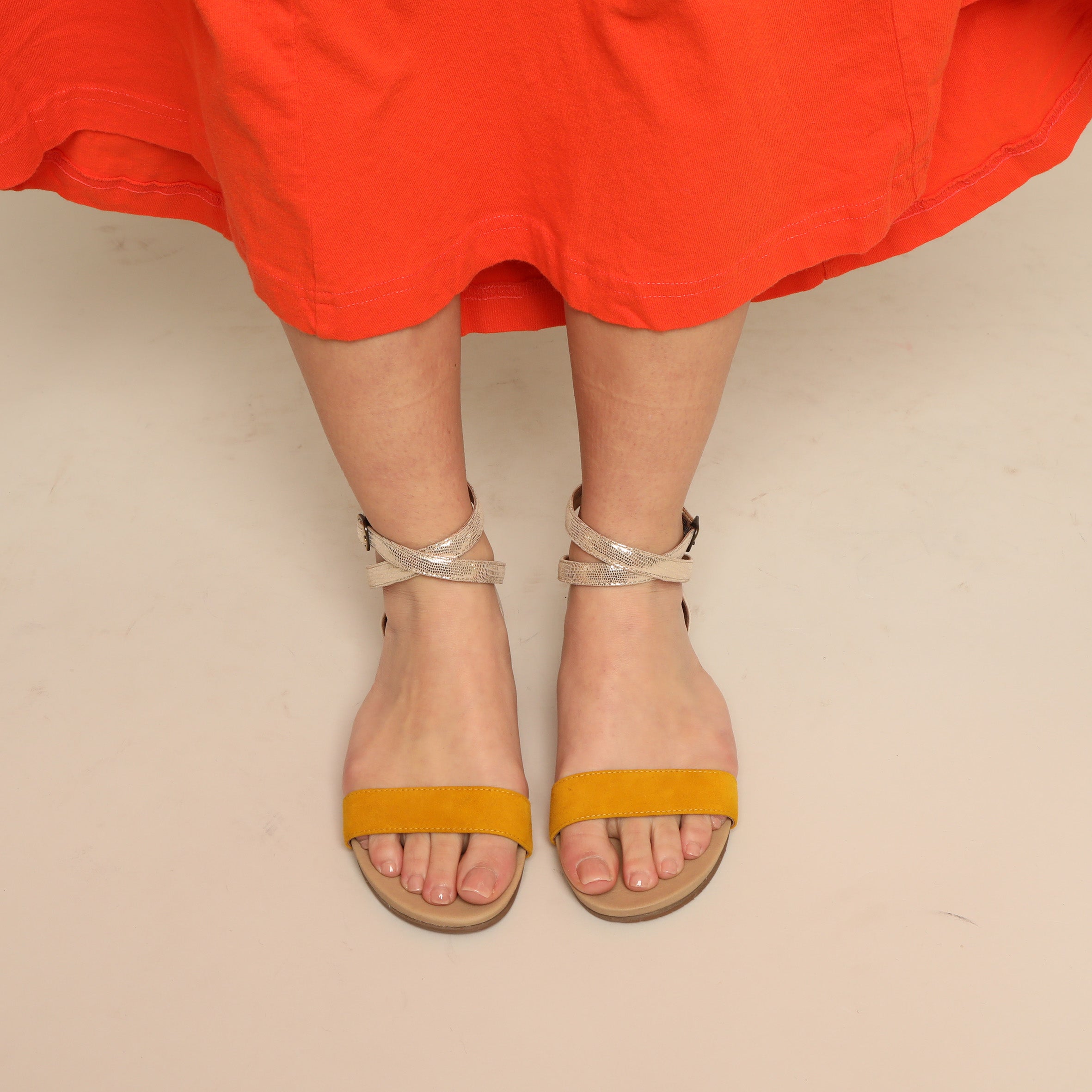 India Mustard Flat Sandal by Esska