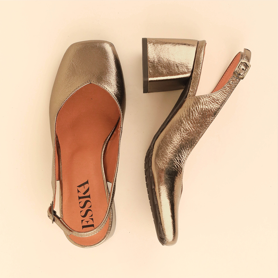 Jemima WIDE Metallic Smoke Mid Shoe by Esska