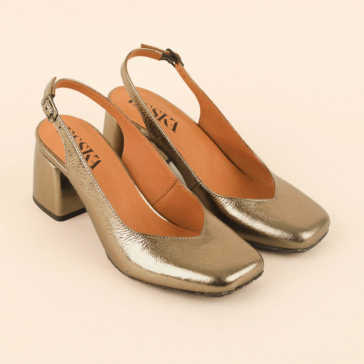 Jemima WIDE Metallic Smoke Mid Shoe by Esska