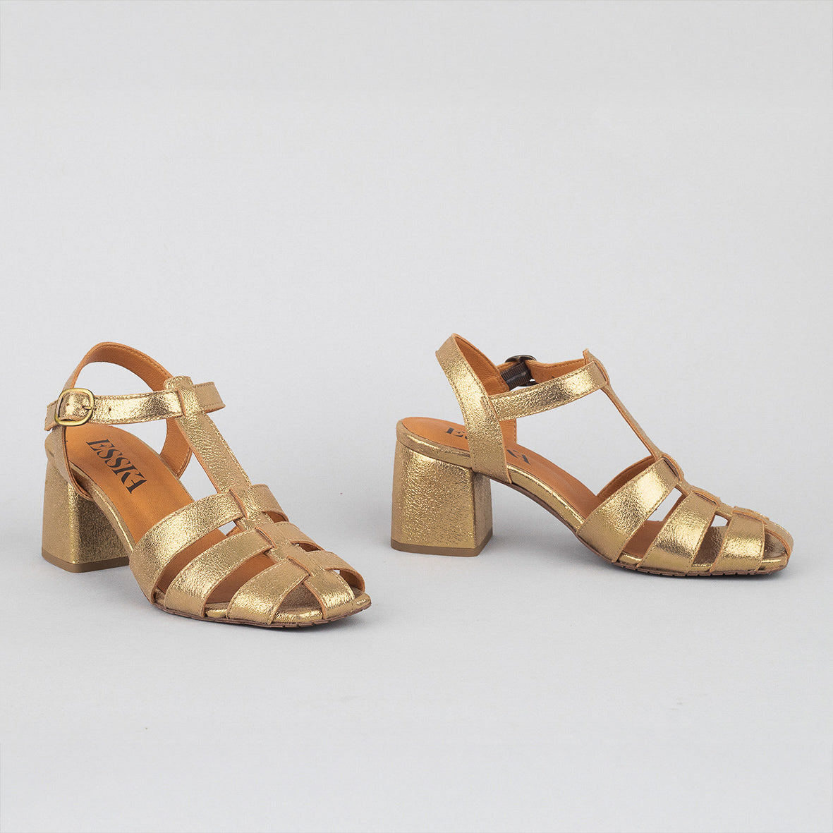 Jenny WIDE Gold Dust Mid Sandal by Esska